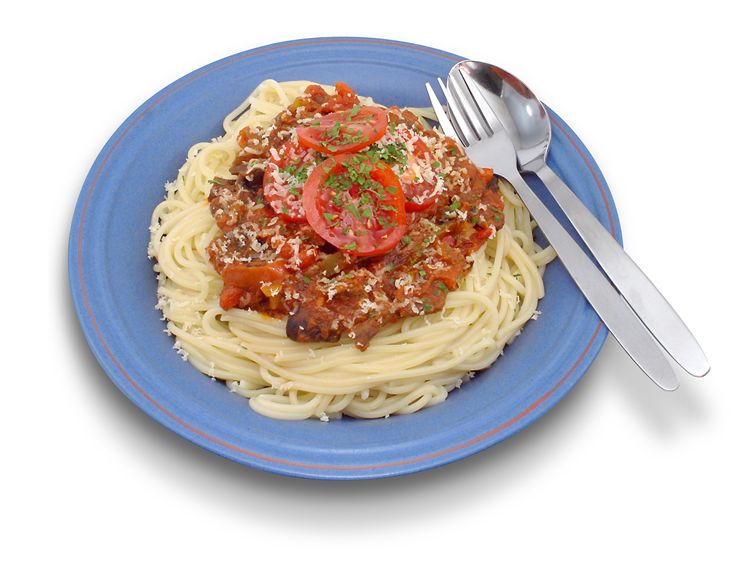 Spaghetti in Blue Plate